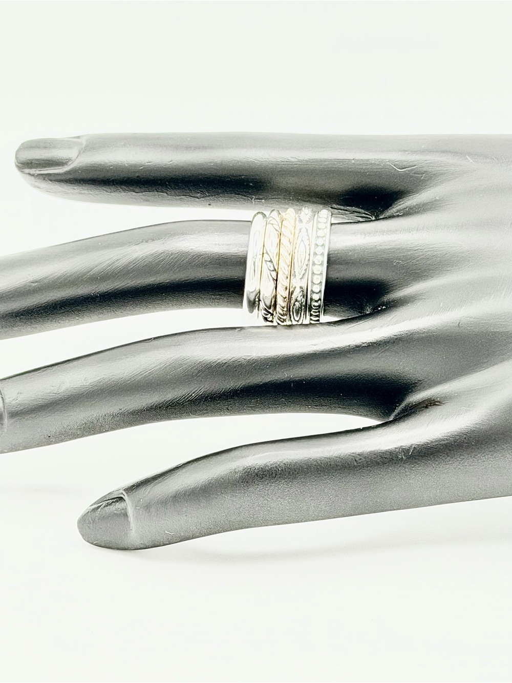 Silpada Sterling Silver “STACKS OF PLENTY” Set of 5 Unique Stacking Rings - Picture 2 of 15